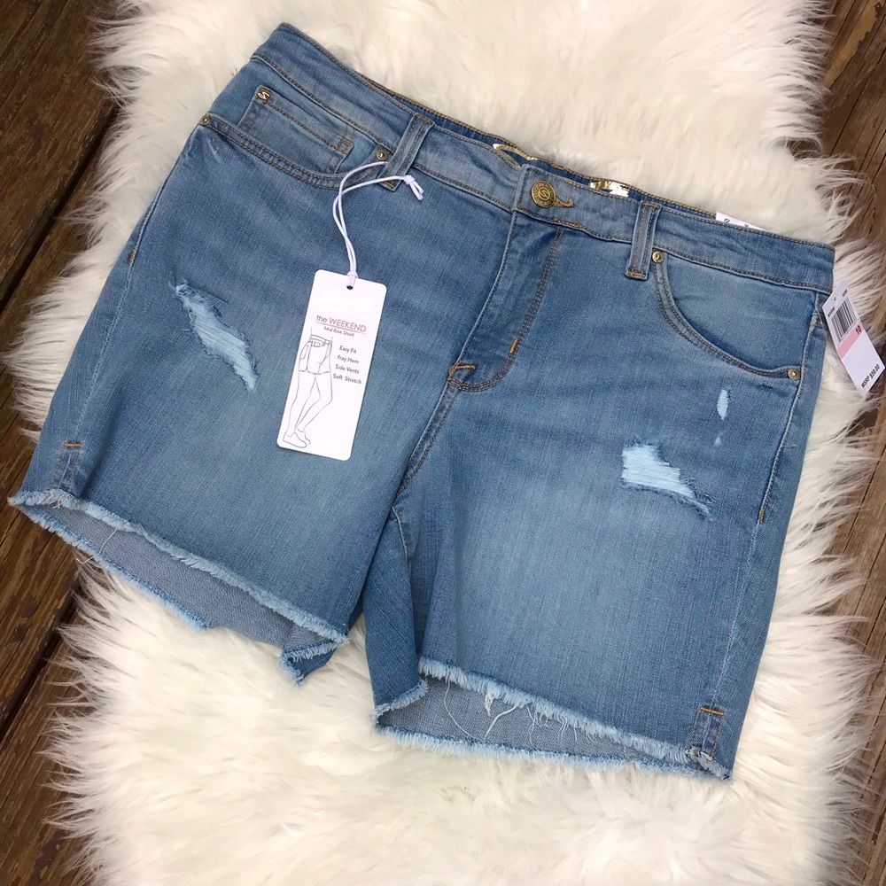 Seven7 the Weekend Mid Rise Short Frayed Hem Sz 10